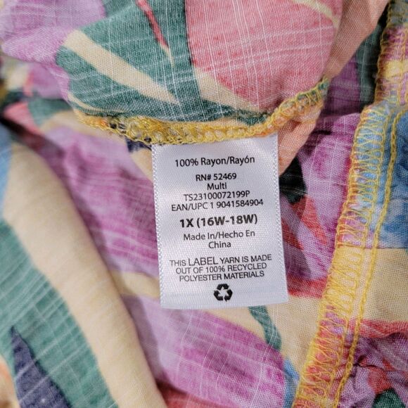 Terra And Sky Womens Top Size 1X Colorful Floral Tropical Beach Vacation - Picture 7 of 7